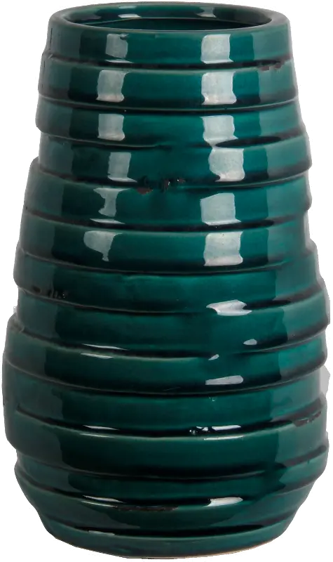 10 Inch Green Ceramic Ribbed Vase