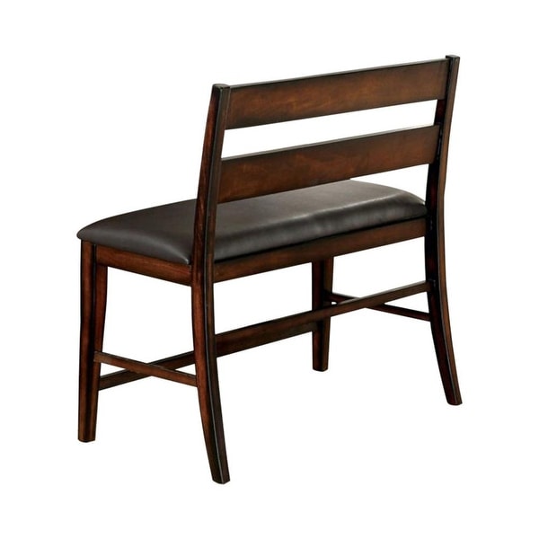Dickinson II Cottage Counter Height Bench Dark Cherry Finish - 42 H x 44.75 W x 18 L Inches