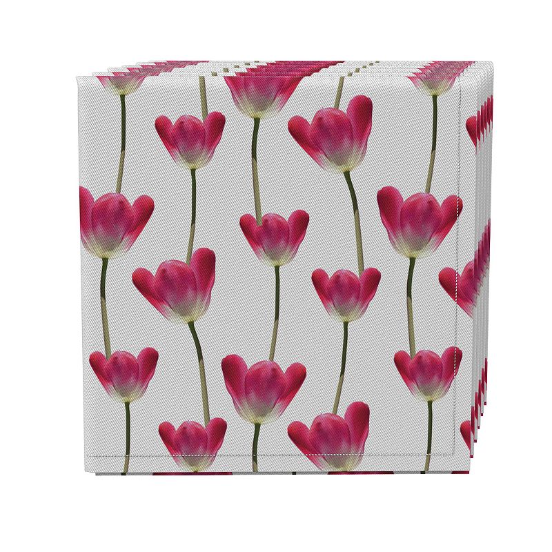 Napkin Set of 4， 100% Cotton， 20x20， Tulips in Bloom