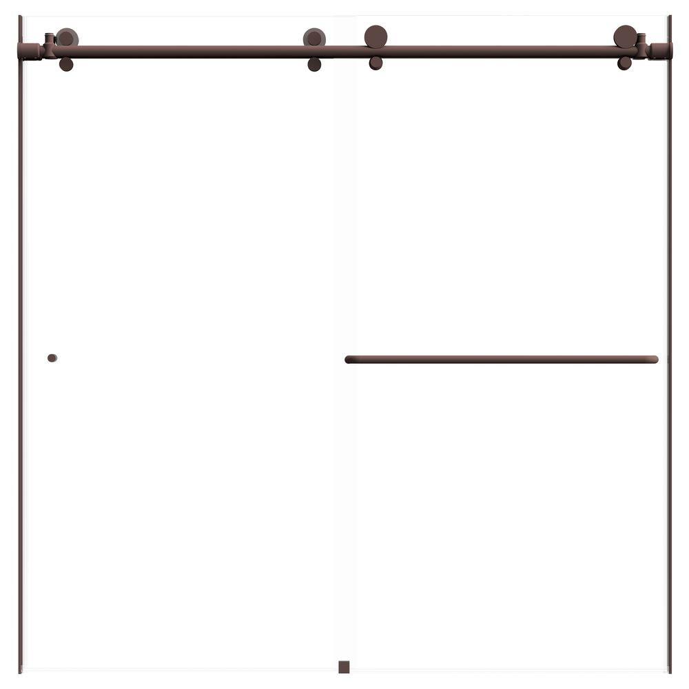 Holcam Eclipse 60 in. W x 60.5 in. H Frameless Bypass Sliding Tub Door in Oil Rubbed Bronze ECBTE.ORB.CLR.6060.HS