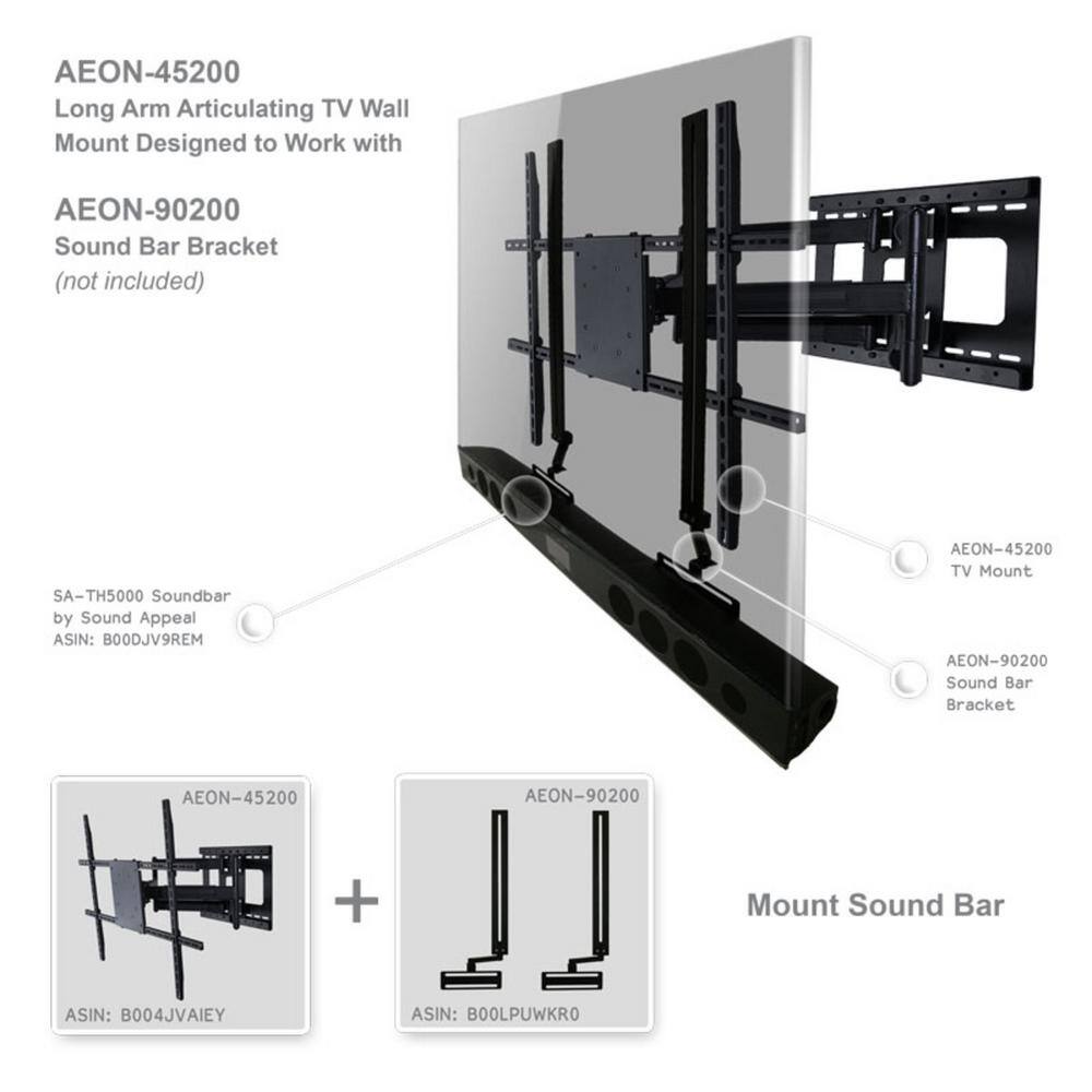 Aeon Stands and Mounts Full Motion TV Wall Mount with Long Extension for 42 in. - 80 in. TV's Aeon-45200