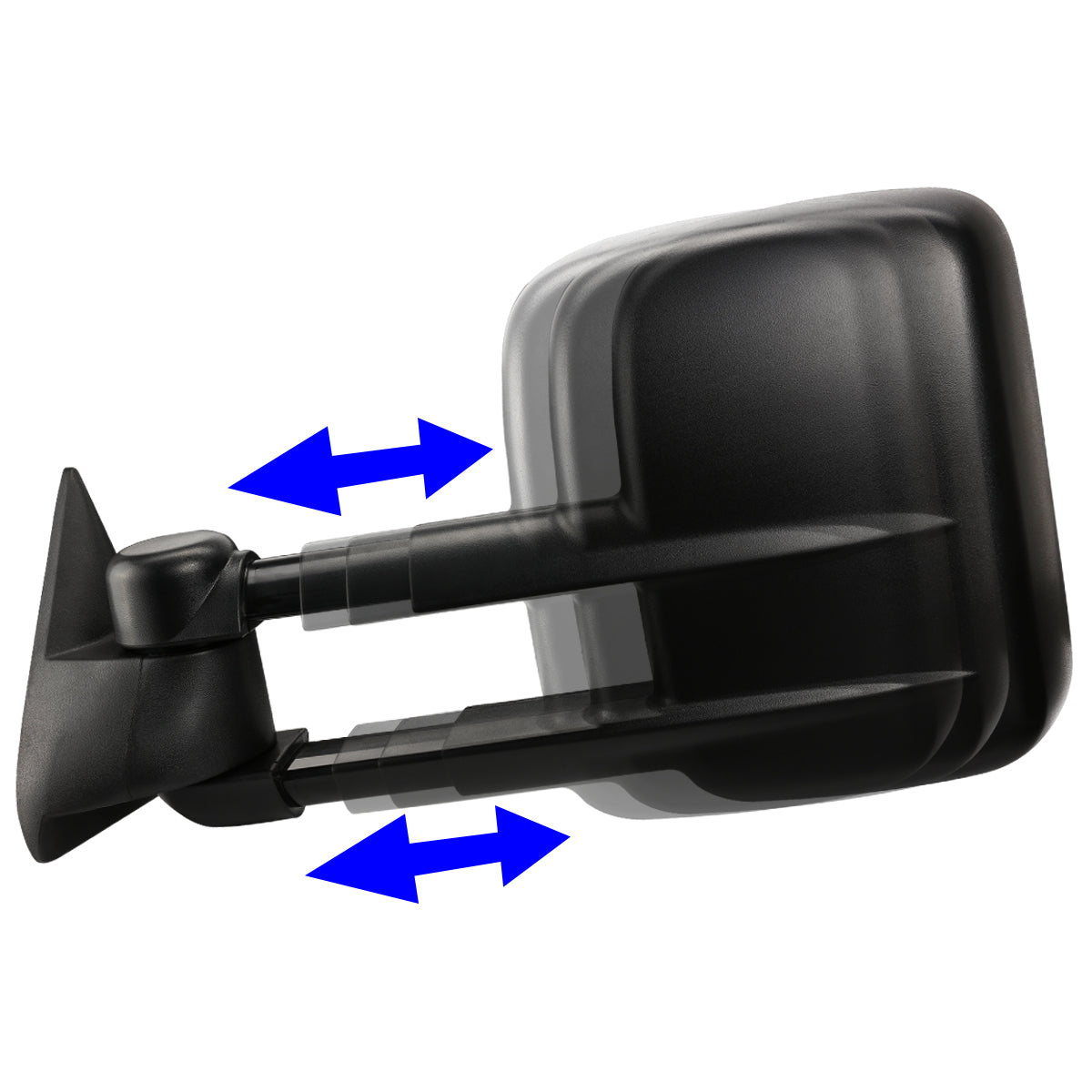 DNA Motoring TWM-022-T222-BK For 1988 to 2002 Chevy GMC C / K GMT400 Pair of Black Textured Telescoping Manual Extenable Side Towing Mirrors 96 97 98 99 00 01