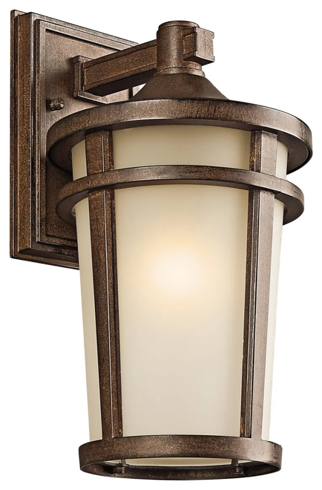 Kichler Energy Efficient Atwood Brownstone 14.25 quotLED Outdoor Wall Lantern   Transitional   Outdoor Wall Lights And Sconces   by Lighting Lighting Lighting  Houzz