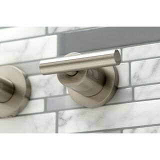 Kingston Brass Manhattan 2-Handle Wall Mount Tub Faucet in Brushed Nickel (Valve Included) HKS8048CML