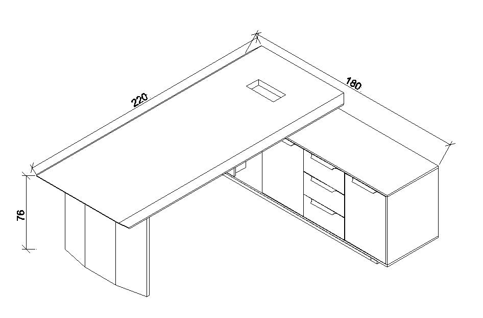 HAMLIN Executive Office Desk with Left Return 2.2M - Tobacco