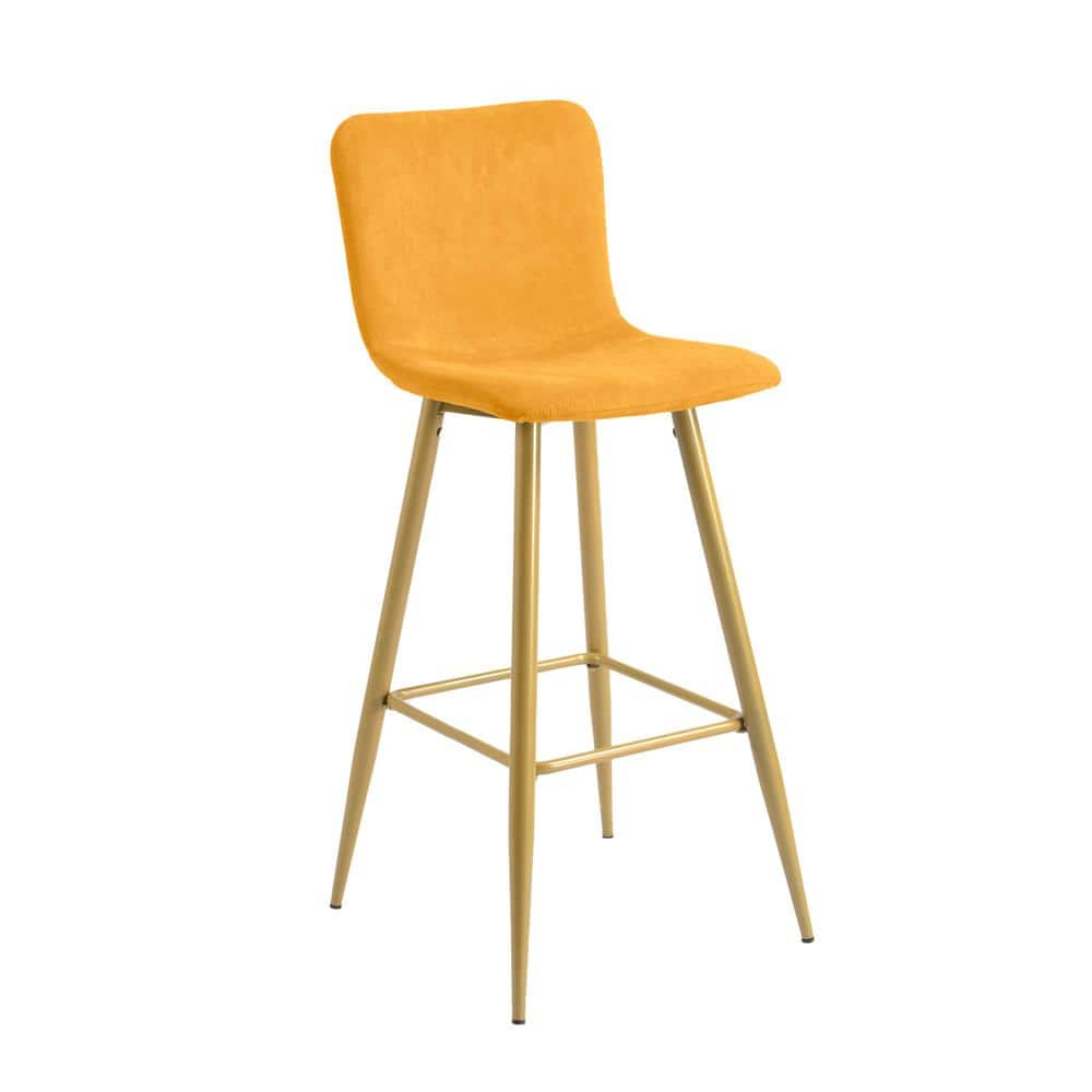 Homy Casa Scargill 30 in. Yellow Upholstered Metal Frame Bar Stool with Fabric Seat (Set of 2) SCARGILL BAR YELLOW