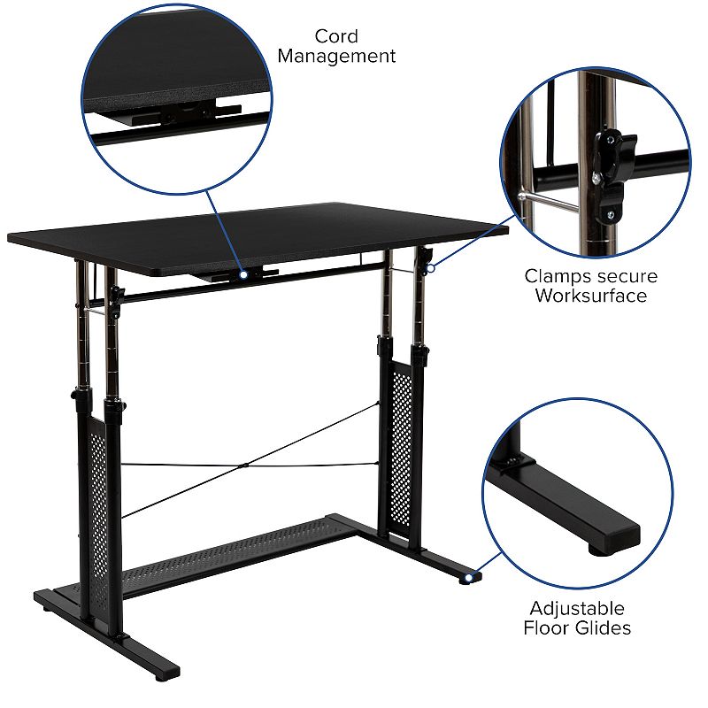 Flash Furniture Adjustable Desk， Office Chair and Filing Cabinet 3-piece Set