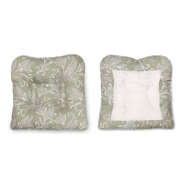 Ellis Curtain Lexington Leaf Pattern On Colored Ground Chair Pad Sage