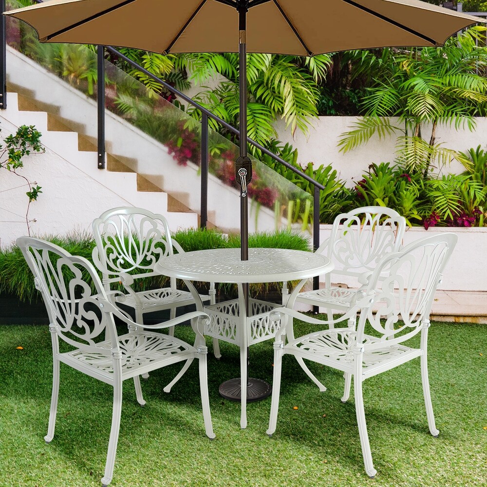 5PCS Outdoor Furniture Dining Table Set  Weather Cast Aluminum