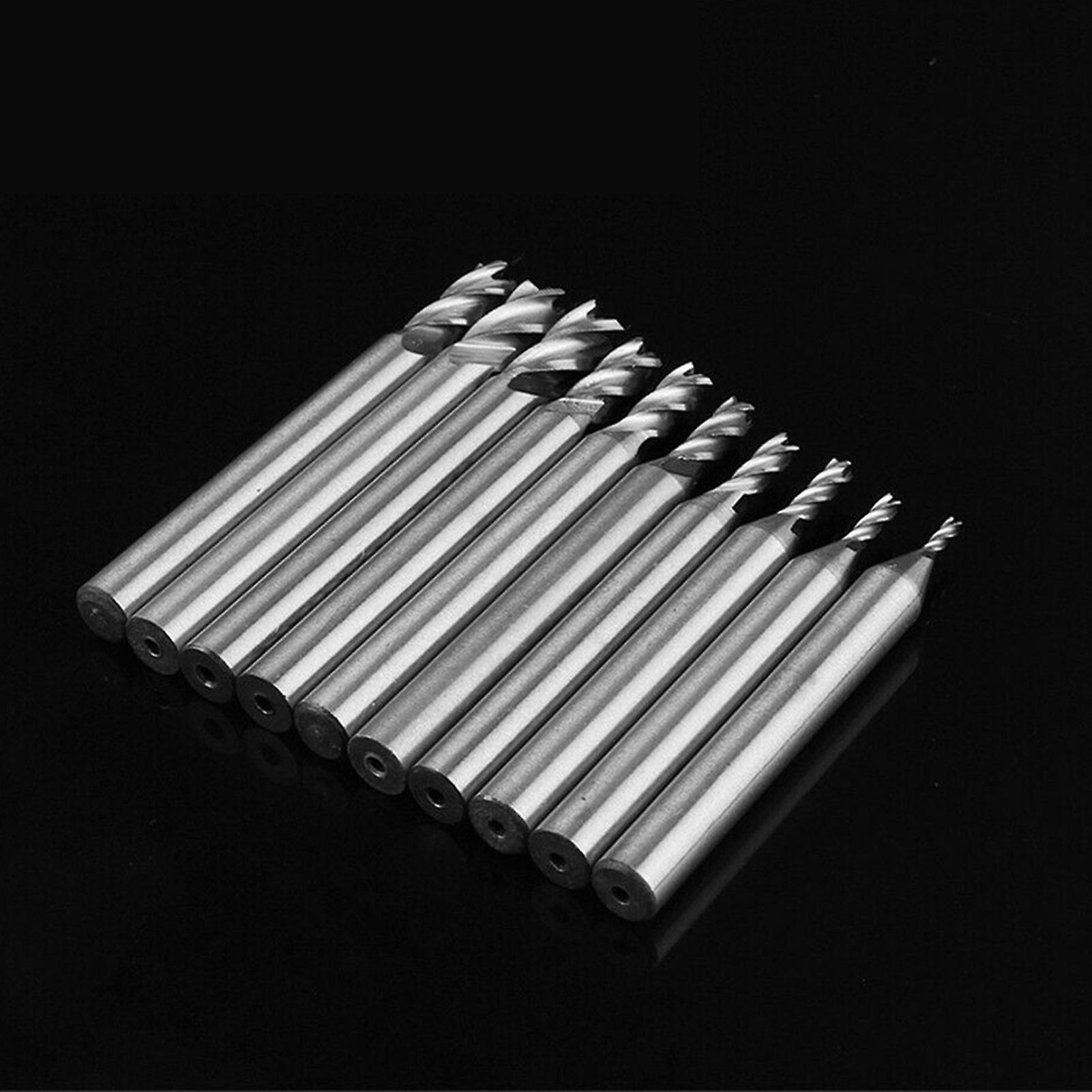 10pcs 4-flute End Mill Bits High-speed Steel Straight Shank Drill Bits Milling Cutter For Aluminum Steel