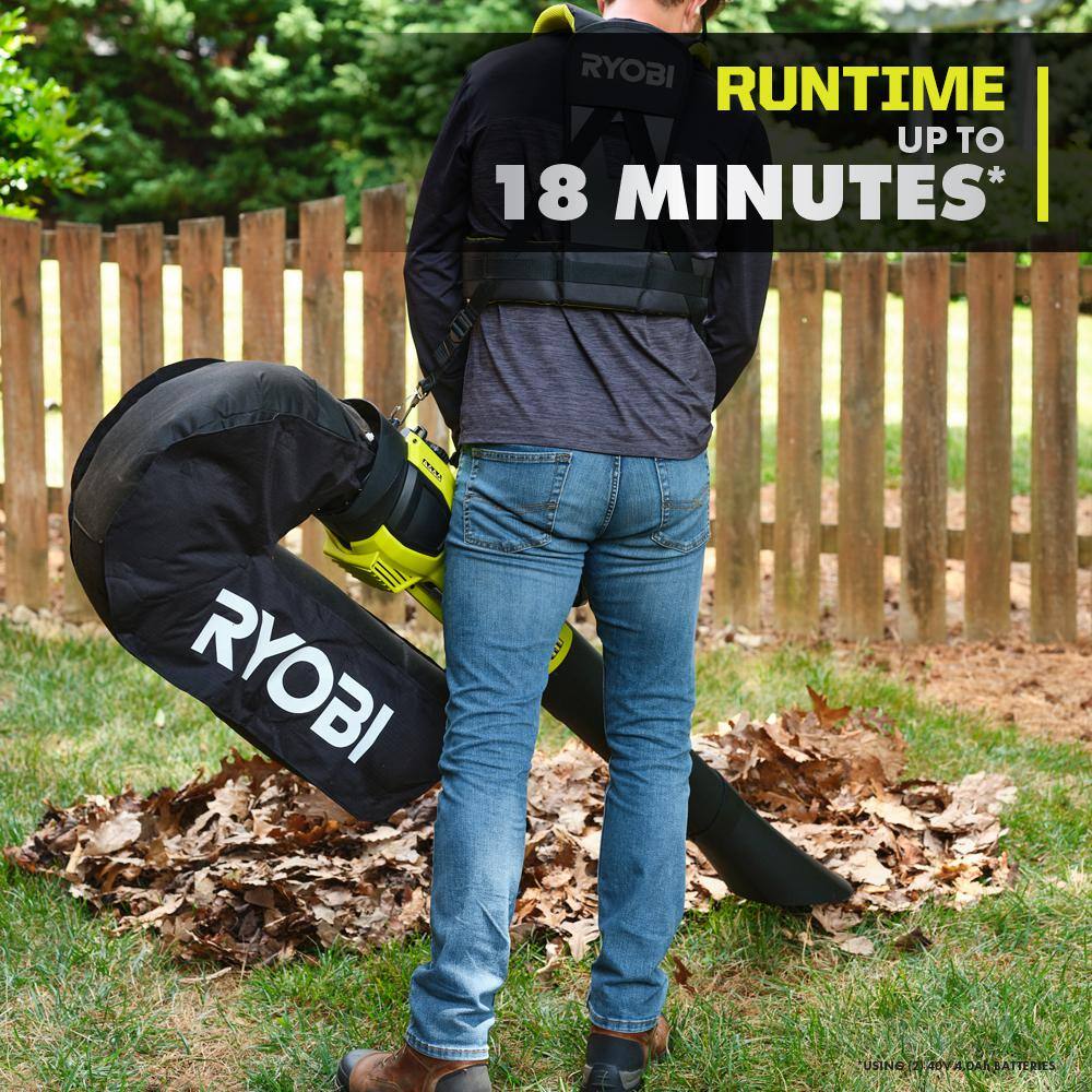 RYOBI 40V HP Brushless 100 MPH 600 CFM Cordless Leaf BlowerMulcherVacuum with (2) 4.0 Ah Batteries and Charger RY404150