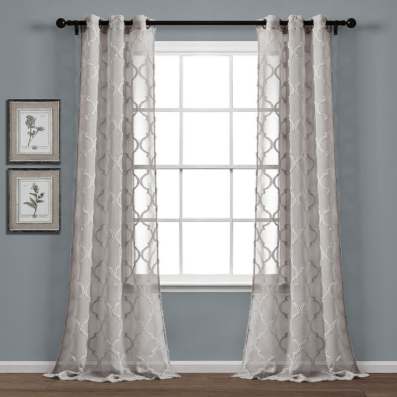 Lush Decor 2-pack Avon Trellis Grommet Sheer Window Curtain Set