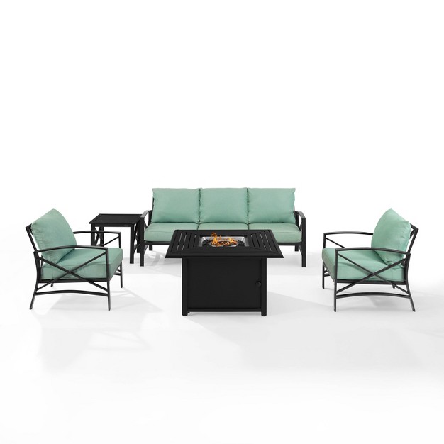 Kaplan 5pc Outdoor Sofa Set With Fire Table Mist Crosley