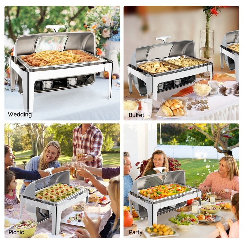 400W 9Qt Stainless Steel Dual Use(Fuel or Electric) Chafing Dish