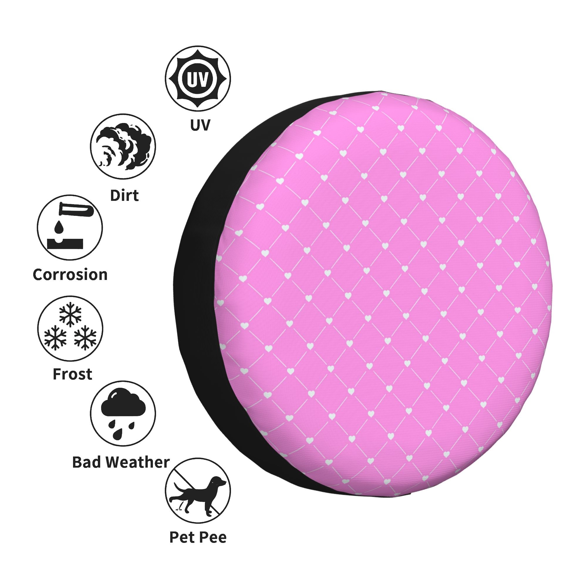 XMXY Pink Decorative Texture Spare Tire Cover，Universal Waterproof Cover for Jeep RV Tire Wheel Protection 14 inch