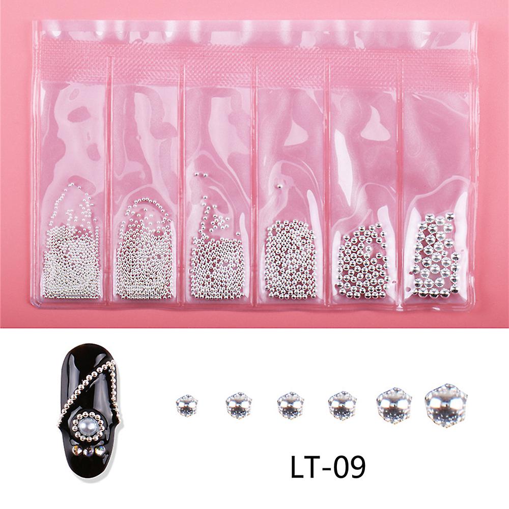 6 Grid/bag 3d Metal Nail Art Decoration Gold Metal Chain Beads Line Multi-size Diy Manicure Nail Jewelry Decoration  Lt-09