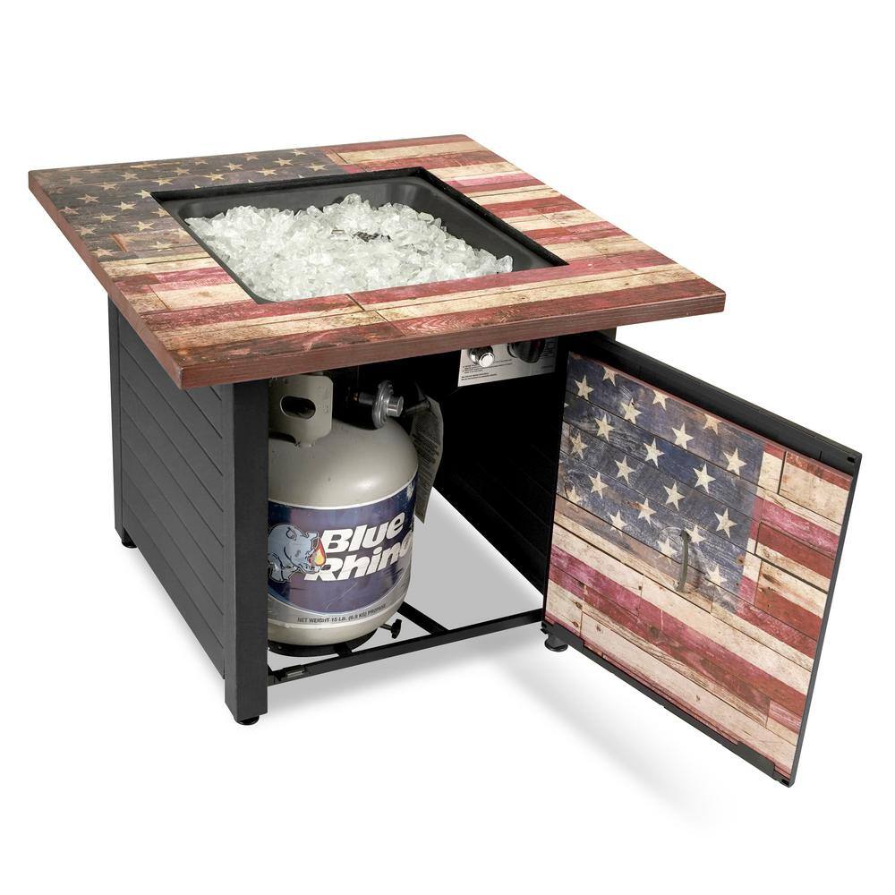 Endless Summer Liberty 30 in. W x 30 in. H Square Steel Frame and UV Printed Rustic American Flag Cement Resin Mantel LP Gas Fire Pit GAD15310ES