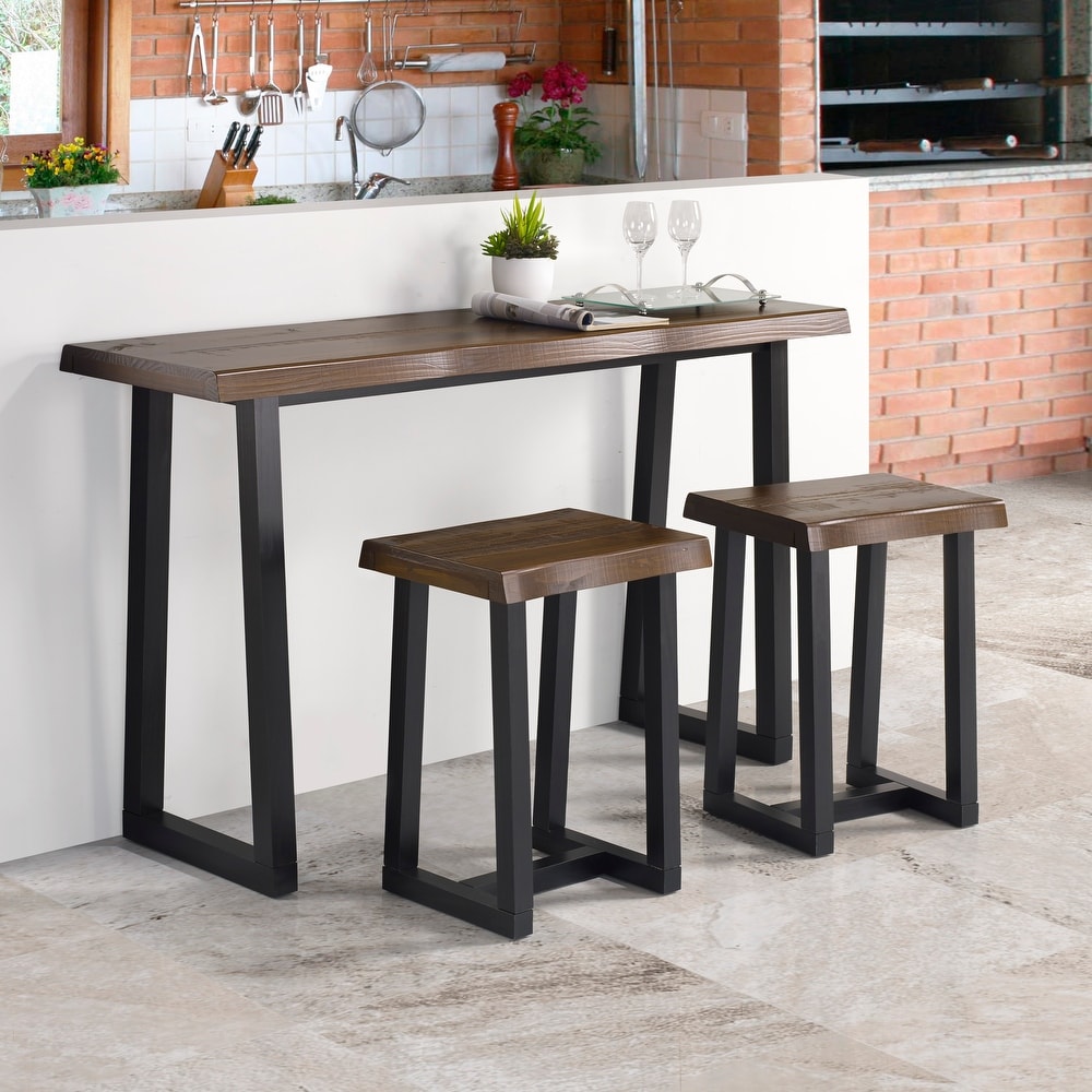 Carbon Loft Joliet Live Edge 3 Piece Counter Height Dining Set