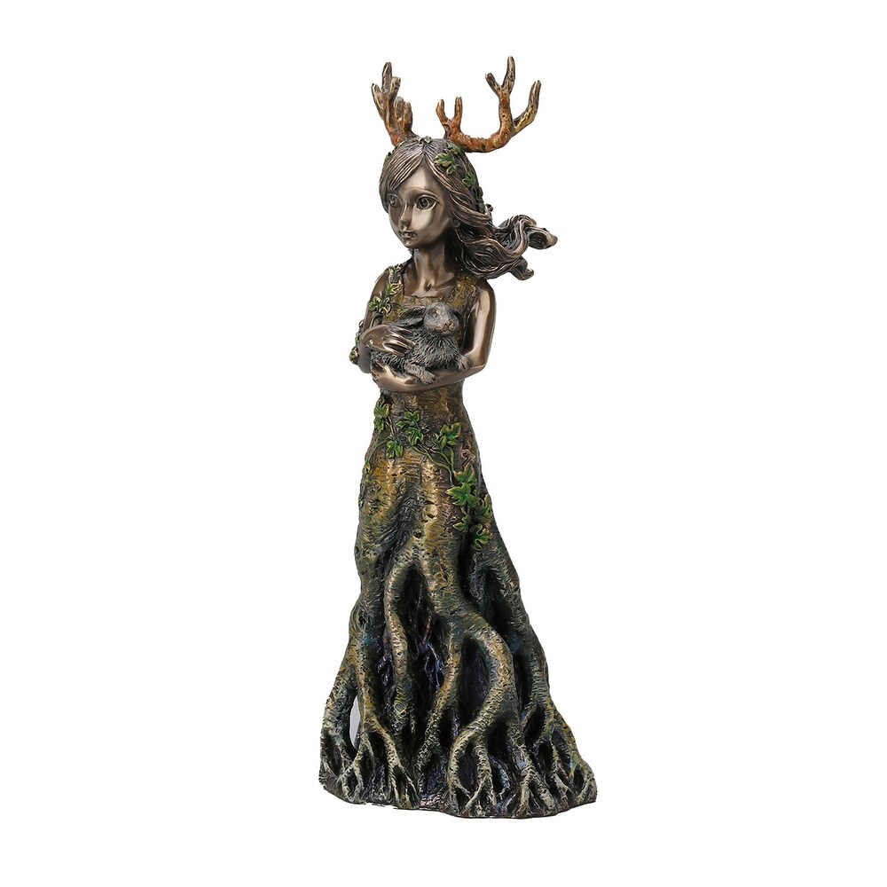 Sacred Grove Lullaby Antler Tree Goddess Resin Statue Nature Spirit   9.5 X 3.5 X 2.75 inches