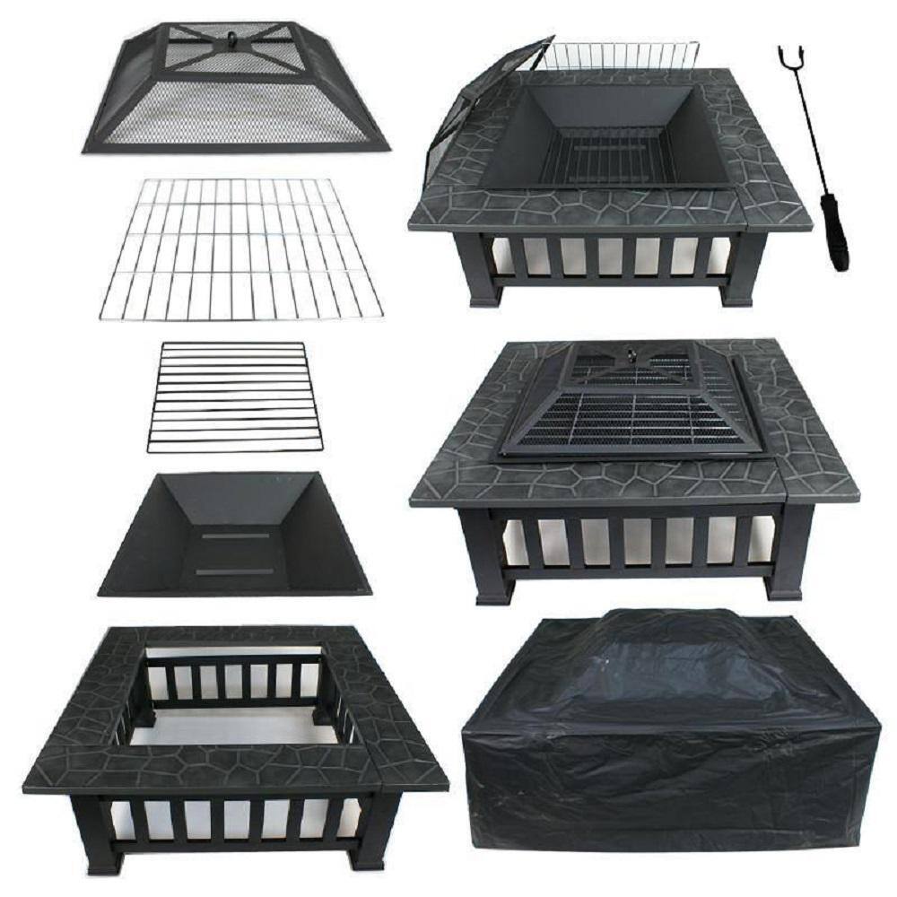 32 in. Charcoal Fire Pit with Cover in Antique Finish YC531-Y26