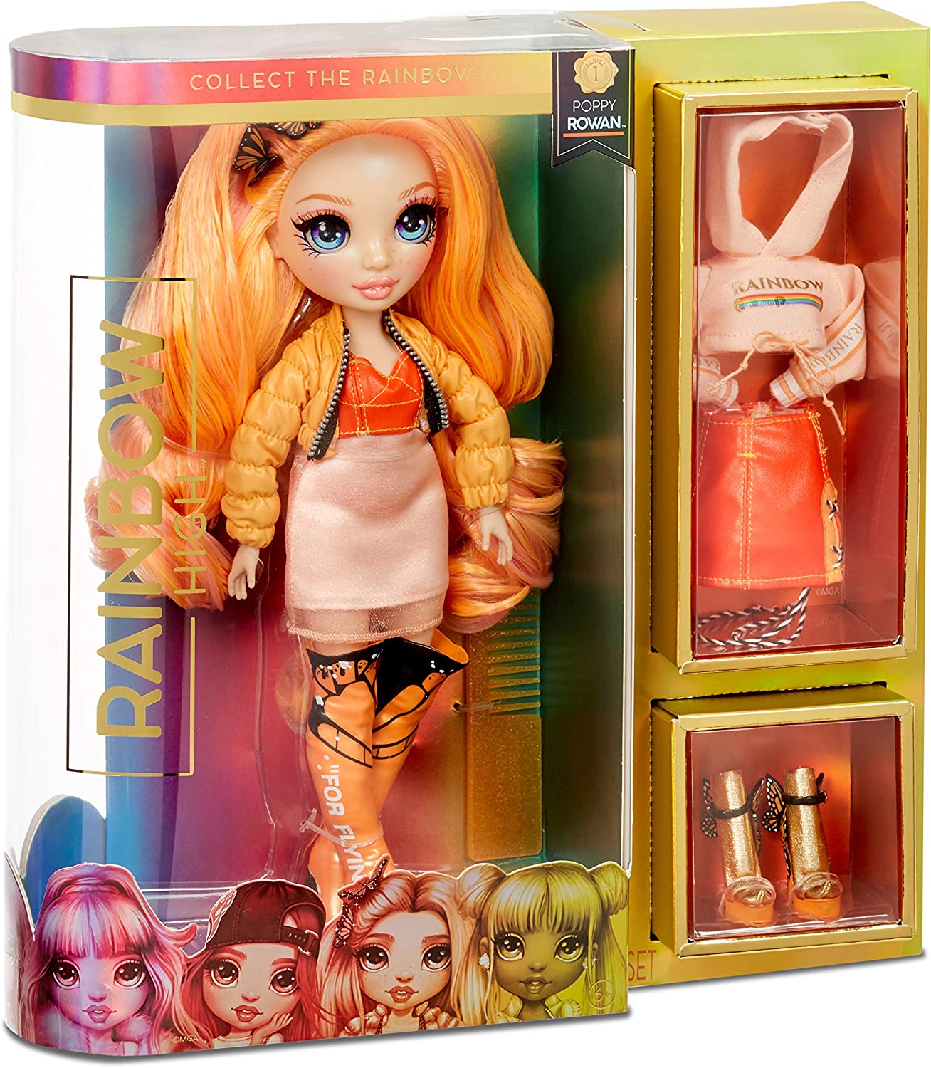 Rainbow Surprise Rainbow High Poppy Rowan - Orange Clothes Fashion Doll with 2 Complete Mix & Match Outfits and Accessories, Toys for Kids 6 to 12 Years Old,1 x 1 x 1 inches