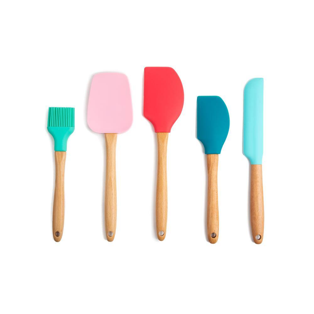 Core Kitchen Nostalgia Light Beechwood and Silicone Utensils (Set of 5) 16702