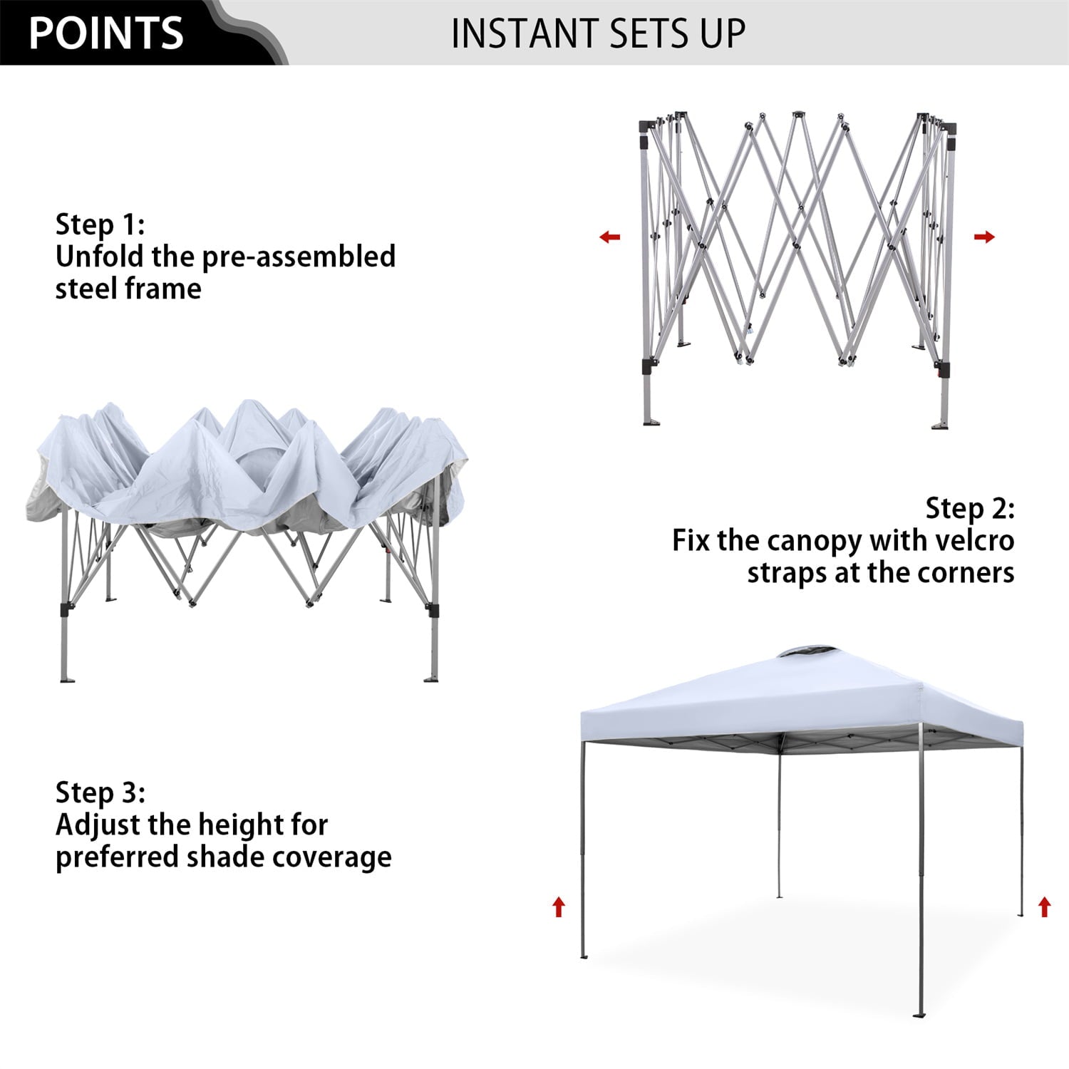 MF Studio 10x10ft Pop-up Canopy Tent Straight Legs Instant Canopy for Outside with Wheeled Bag - White