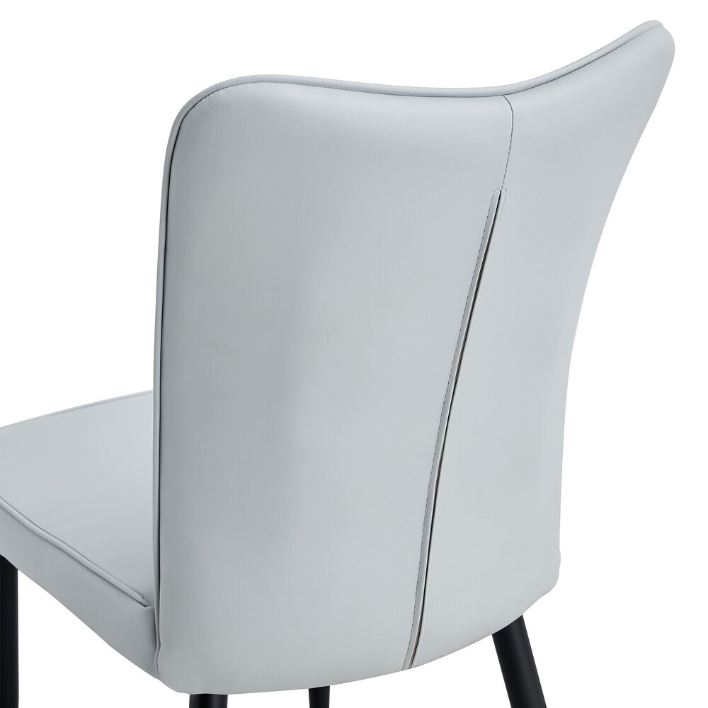 PU Leather Dining Chairs with Metal Legs  Set of 2