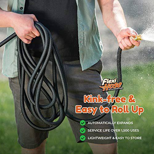 Flexi Hose 34 in x 50 ft. Expandable Garden Hose Lightweight and No-Kink Flexible Black 17096