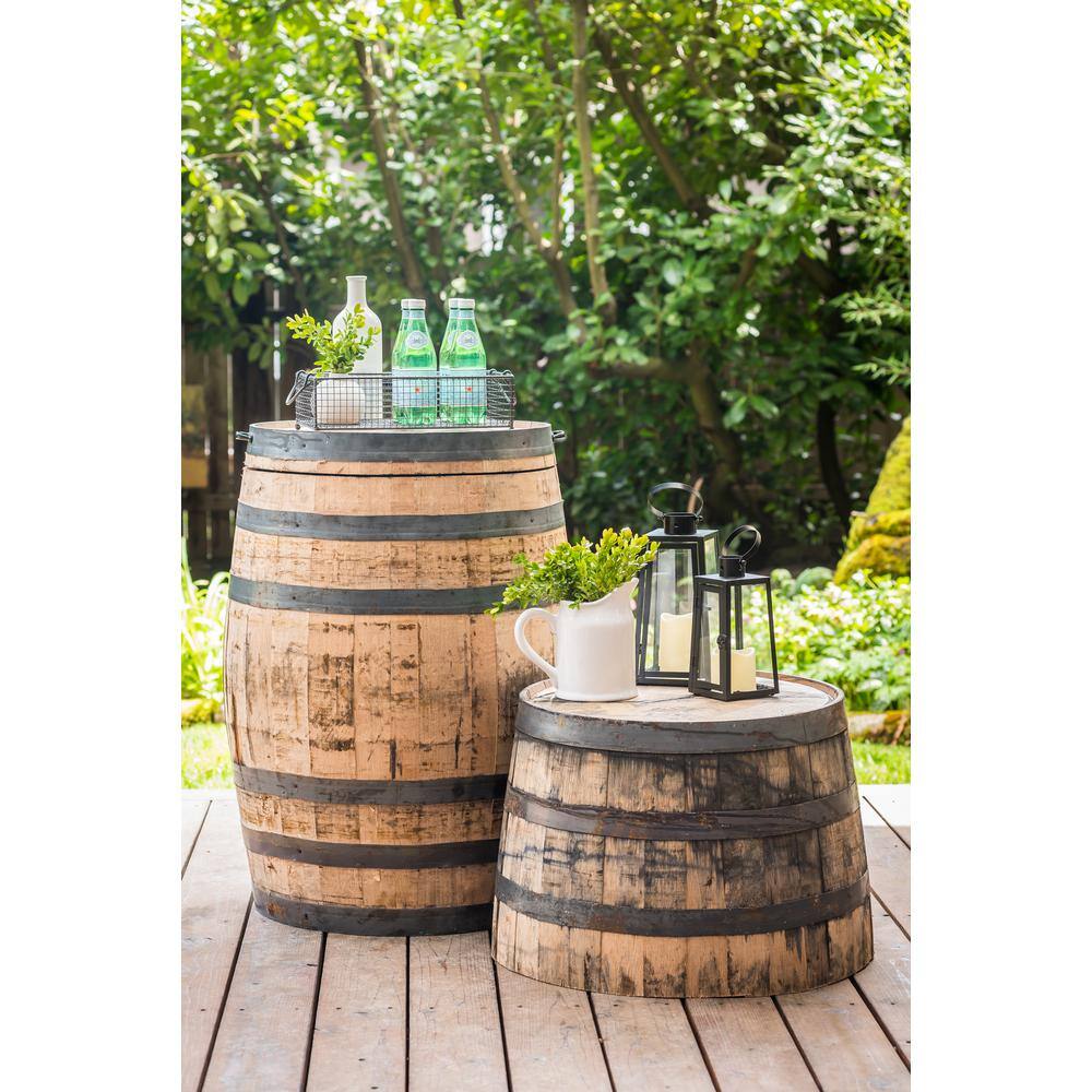 26 in. Dia x 17.5 in. H White Oak Wood Whiskey Barrel B100