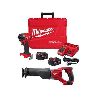 MW M18 FUEL 18-V Lithium-Ion Brushless Cordless 14 in. Hex Impact Driver Kit with SAWZALL Reciprocating Saw 2953-22-2621-20