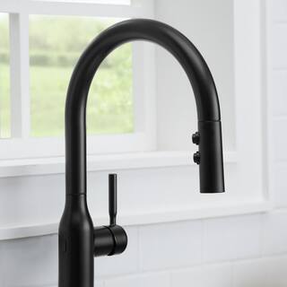 Glacier Bay Upson Single-Handle Touchless Pull-Down Sprayer Kitchen Faucet with Soap Dispenser in Matte Black HD67857-0010H