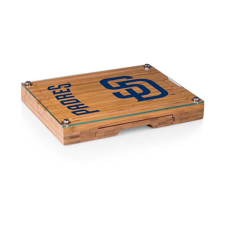 Picnic Time San Diego Padres Concerto Glass-Top Cheese Cutting Board and Tools Set