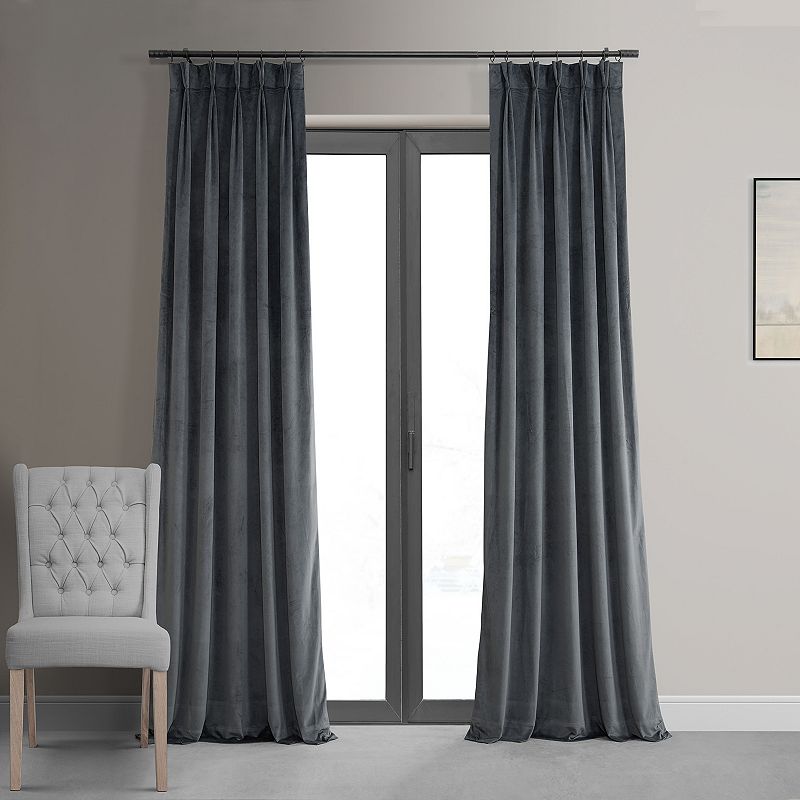 EFF Blackout 1-Panel Velvet Window Curtain