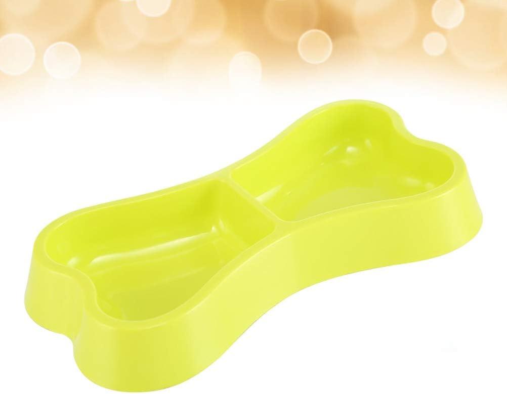 Bone Shape Pet Dog Double Bowls， Portable Puppy Water Food Feeder， Plastic Skid-proof Pet Feeding Bowl For Cats And Dogs (green) Green -