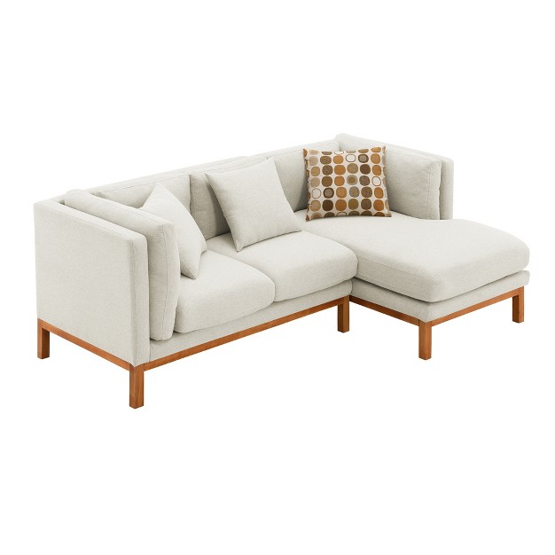 Rustic L shaped Sectional Sofa With 3 Free Pillows 4 seat Linen Fabric Indoor Furniture With Chaise Lounge Re Modernluxe