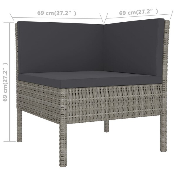 3 Piece Patio Lounge Set with Cushions Poly Rattan Gray - Overstock - 36363639