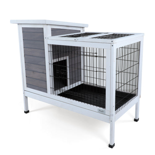 Guinea Pig Cage Bunny Cage Bunny Hutch Guinea Pig Hutch with Pull Out Tray Grey   Solid Wood