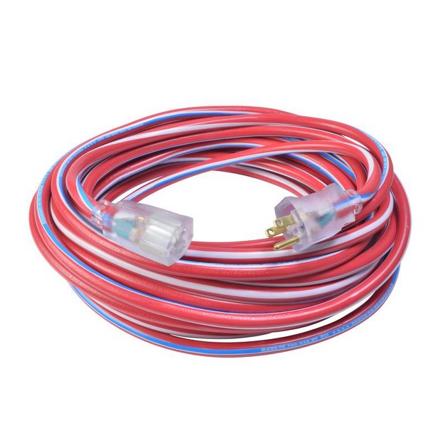 Southwire Wounded Warrior Project Indoor Or Outdoor 25 Ft L Blue red white Extension Cord 12 3 Sjtw