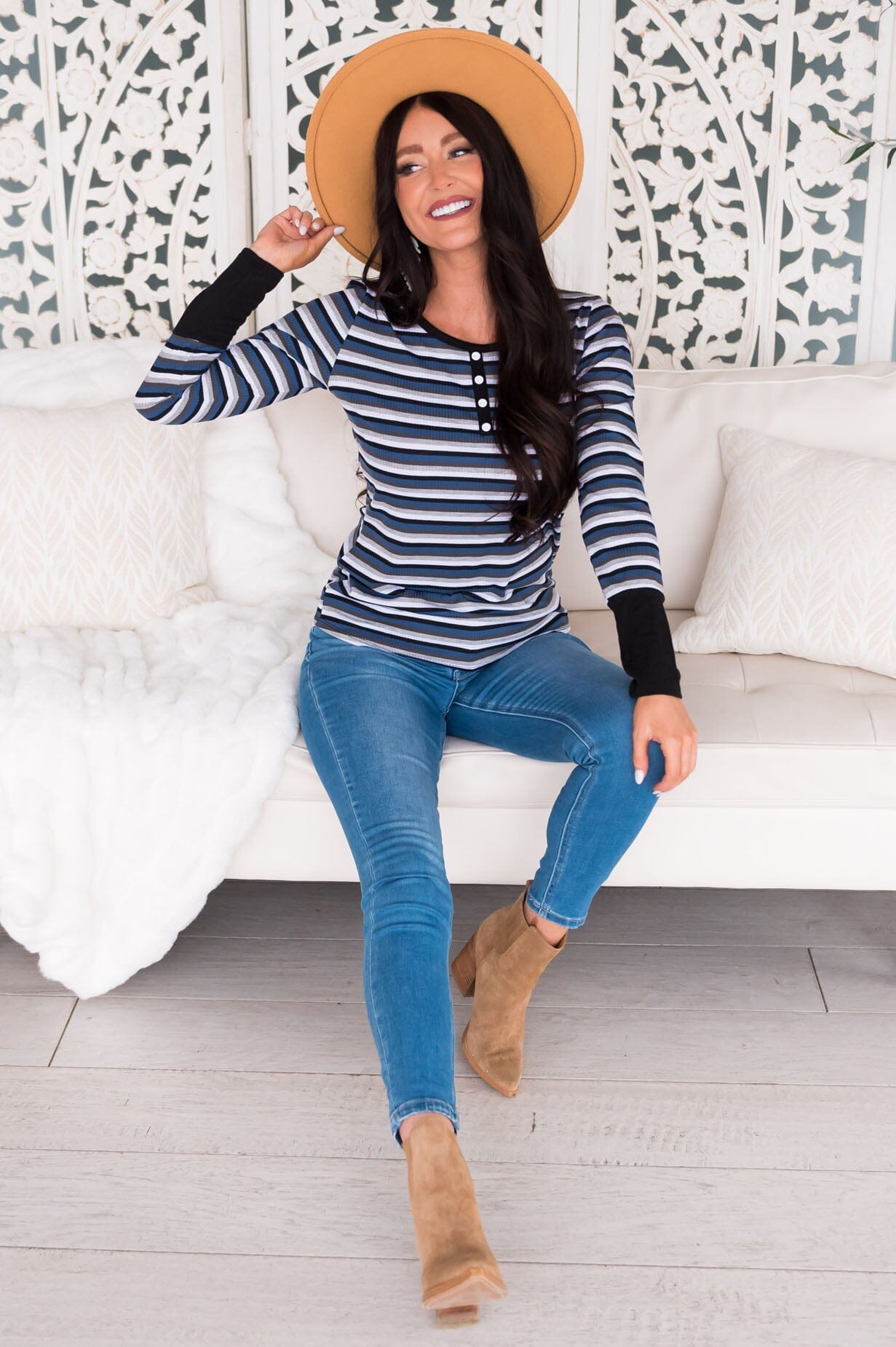 Complete Joy Modest Striped Top