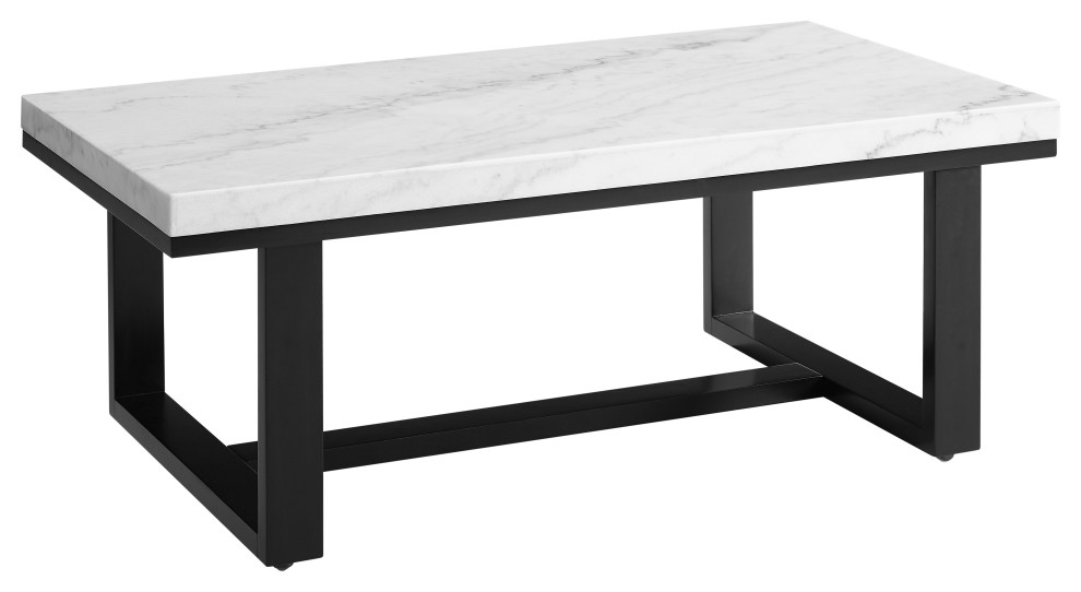 Lucca White Marble Top Cocktail Table   Transitional   Coffee Tables   by Beyond Stores  Houzz