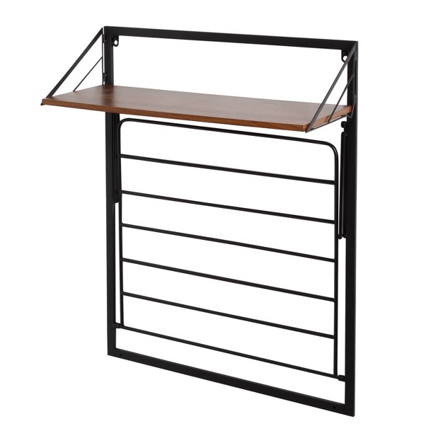 Honey can do Laundry Shelf With Drying Rack Combo Walnut