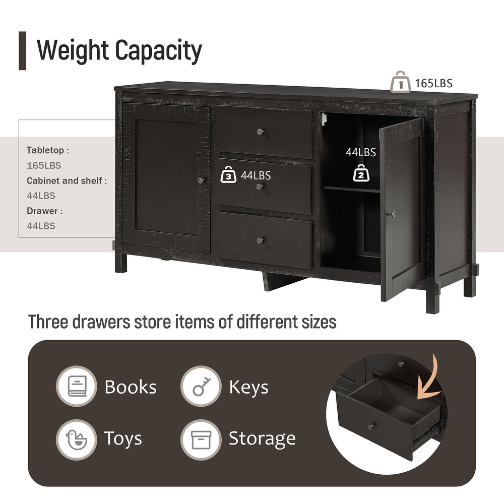 Buffet Cabinet Sideboard Console Table with Storage Cabinets   Drawers