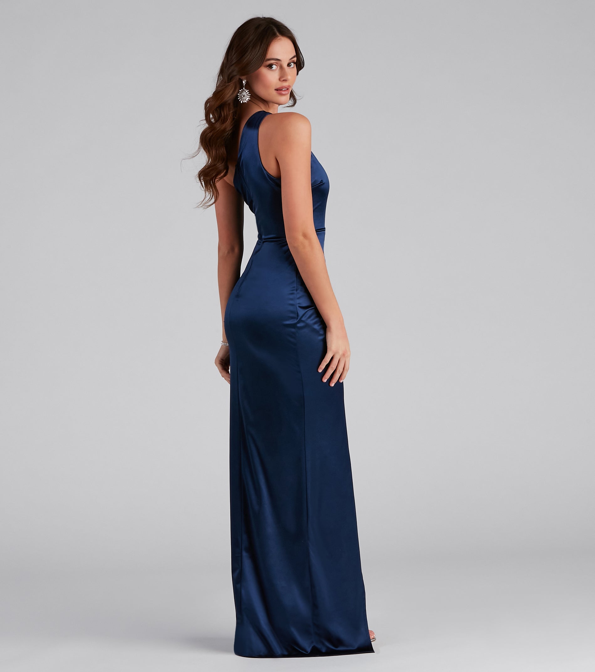 Carol Formal Satin Slit Long Dress