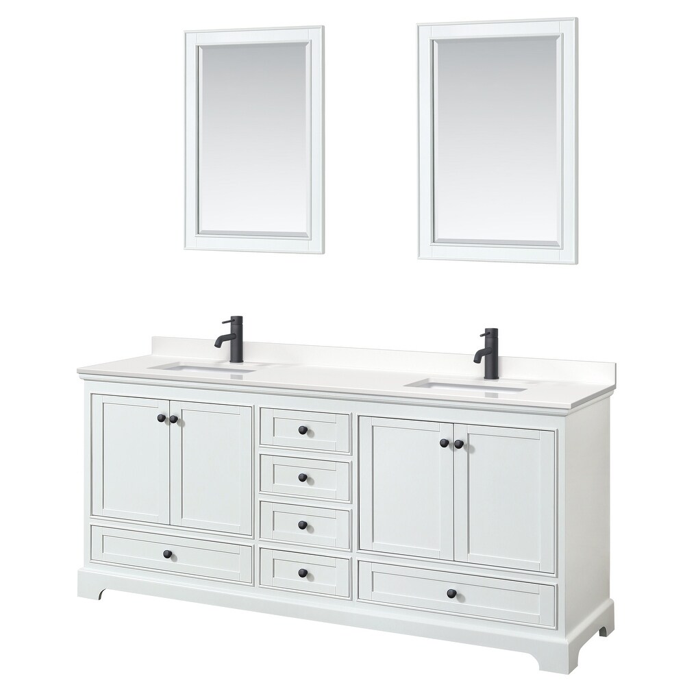 Deborah 80 inch Double Vanity  Quartz Top  24 inch Mirrors