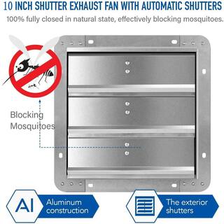 Aoibox 10 in. Aluminum Shutter Exhaust Fan in Silver High Speed 1650 RPM 820 CFM 2-Pack SNMX5171