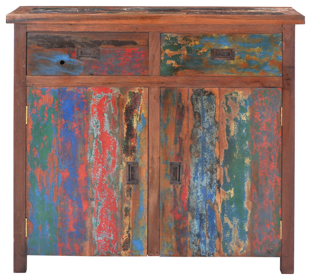 Marina Del Rey Recycled Teak Wood Linen Cabinet  2 doors and 2 drawers   Rustic   Accent Chests And Cabinets   by Chic Teak  Houzz