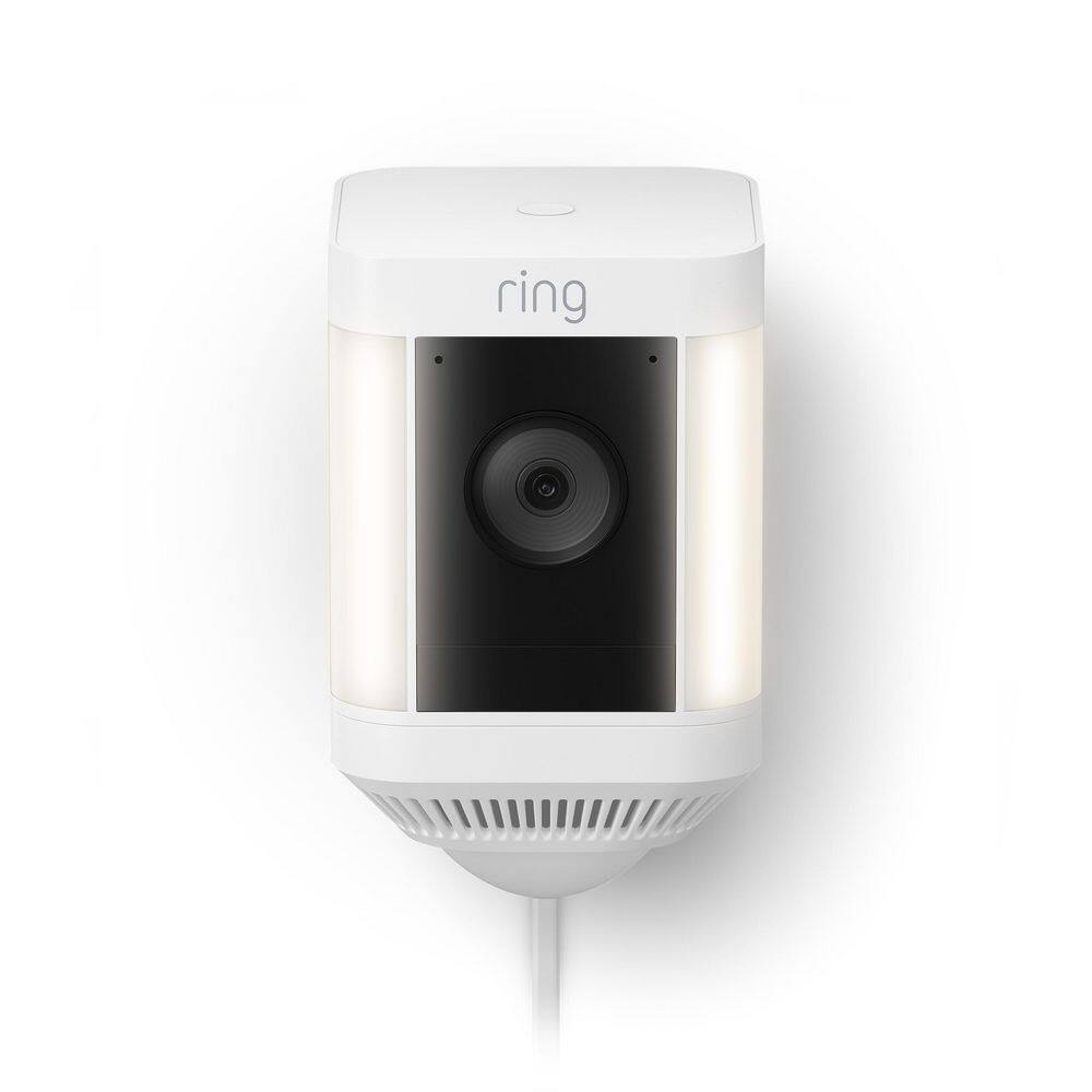 Ring Spotlight Cam Plus Plug-In - Smart Security Video Camera with LED Lights 2-Way Talk Color Night Vision White B09J1TB7TB