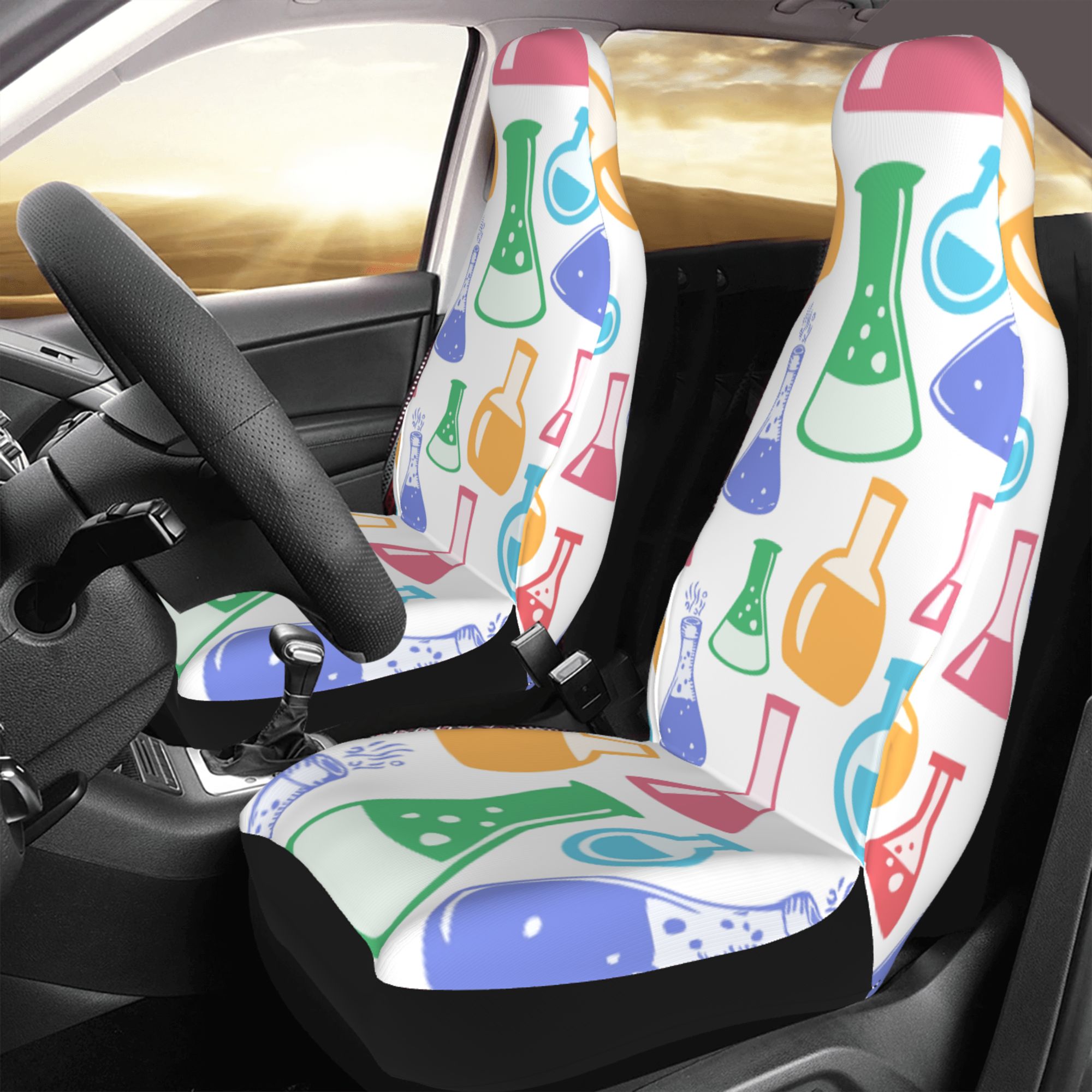 ZICANCN Car Seat Cover Chemical Flask Print Car Front Seat Covers Protectors ， Automotive Seat Covers for Cars Trucks Suv