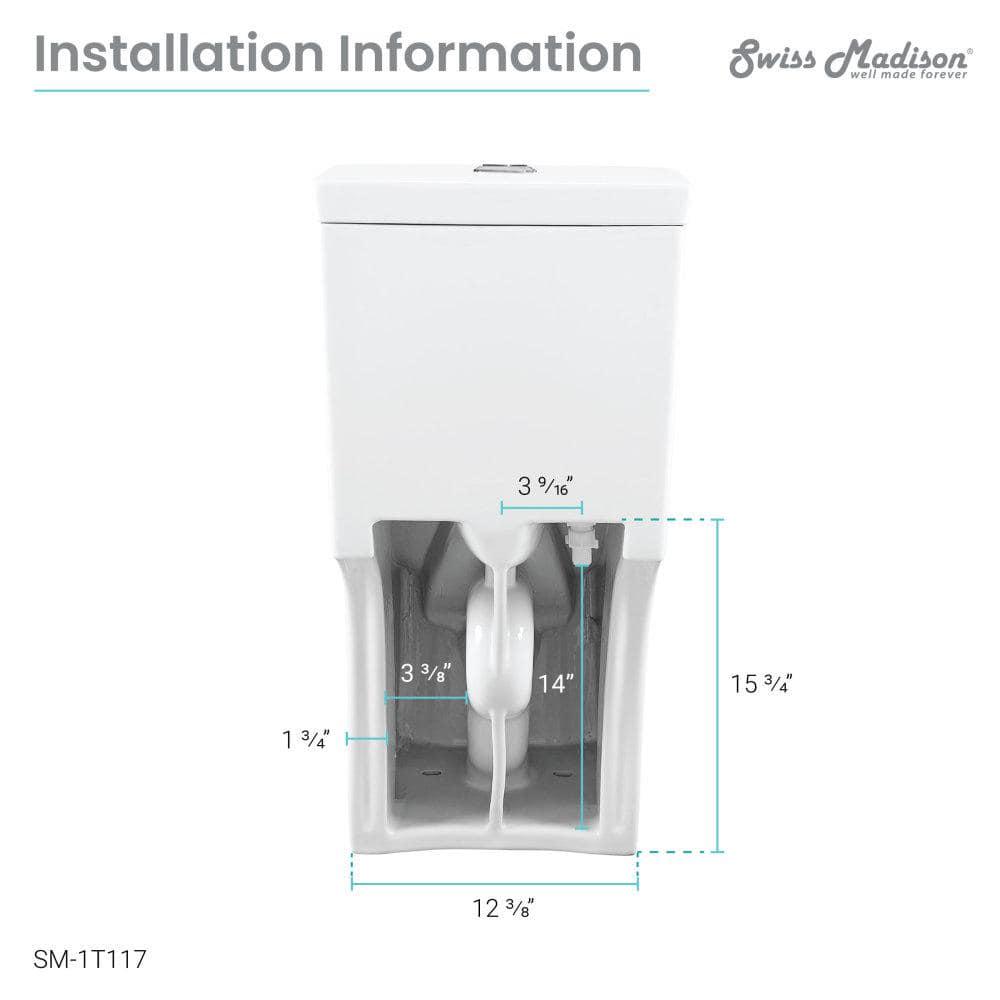 Swiss Madison Classe 1Piece 08 GPF128 GPF Dual Flush Elongated Toilet in White Seat Included